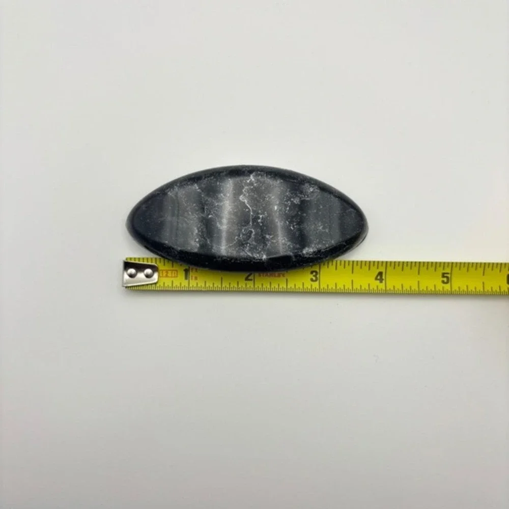 Vintage‎ Black Silver Flecked Galaxy  Oval Hair Clip Barrette Accessory